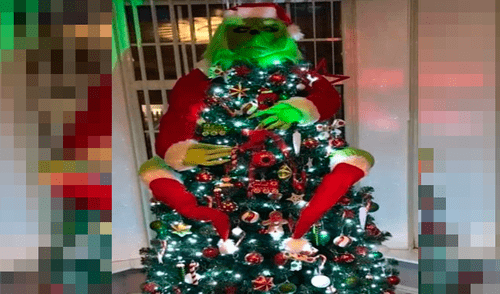 ‘Grinchmas’, el árbol de Navidad que ha causado impacto por la realista figura del ‘duende verde’ [VIDEO]
