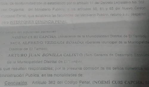 Huancayo: denuncian a alcaldesa de El Tambo y funcionarios por audio Huancayo: denuncian a alcaldesa de El Tambo y funcionarios por audio