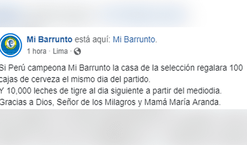 Facebook viral: restaurante regalará 100 cajas de cerveza y 10 mil leches de tigre si Perú gana la Copa América 2019