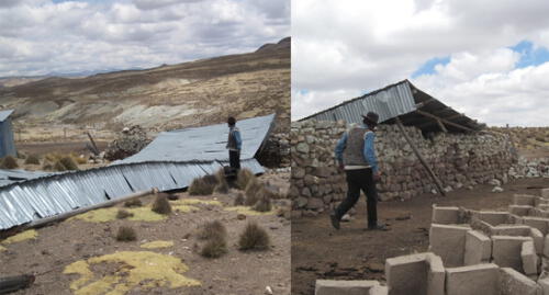 Cobertizos terminaron destechados por fuertes vientos.