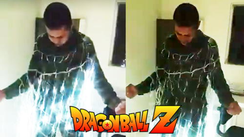 Facebook: Joven se transforma en 'Super Sayayin' con luces navideñas [VIDEO]