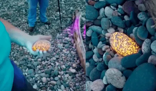 Facebook: hombre descubre extrañas piedras que se iluminan en una playa de Estados Unidos [VIDEO]