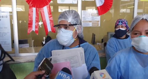 Los trabajadores, incluidos algunos CAS, protestaron este martes. Foto: captura de video HBA Noticias