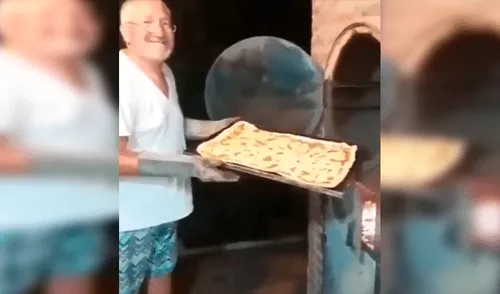 Facebook viral: anciano posa con pizza caliente y se enoja con su esposa que demora en tomar la foto [VIDEO] 