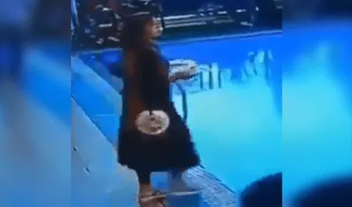 Facebook viral: Despistada mujer no se dio cuenta que había un piscina adelante y tuvo aparatosa caída [VIDEO]