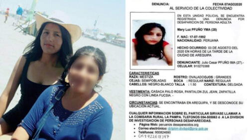 Arequipa. Mary Luz Pfuño Yma es intensamente buscada por su familia, en la provincia de Camaná. Foto: Walter Ccama.