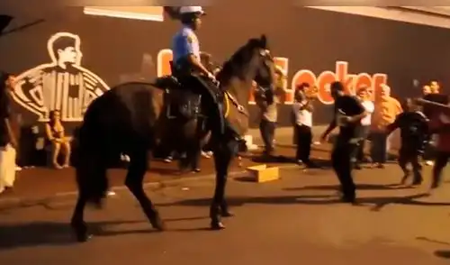 En Facebook: Caballo de policía baila para evitar que expulsen a músicos [VIDEO]