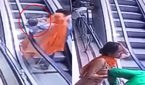 Niño cae al vacío cuando sus padres se tomaban selfie en escalera eléctrica [VIDEO]