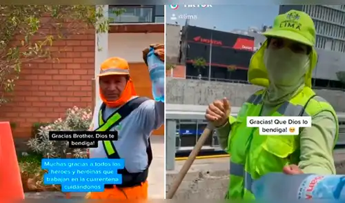 “Héroes y heroínas” que hacen posible que la ciudad permanezca en buenas condiciones ante la amenaza del coronavirus. (Captura: TikTok)