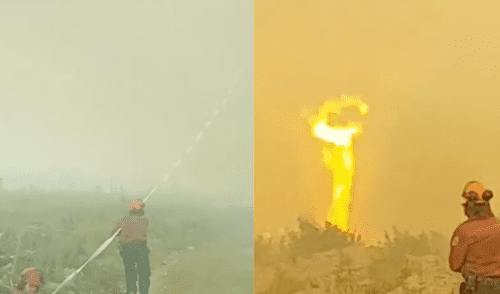 YouTube: bomberos tratan de salvar mangueras mientras tornado de fuego ataca [VIDEO]