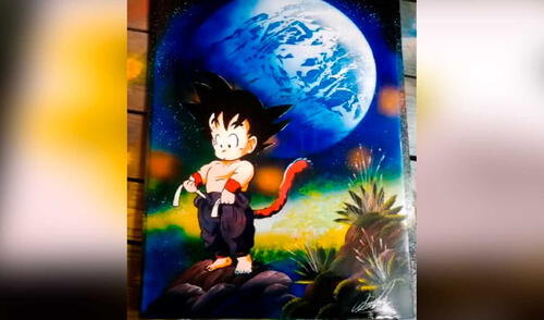 TikTok viral: artista dibuja a Goku con aerosol y su técnica sorprende a fans de Dragon Ball Super