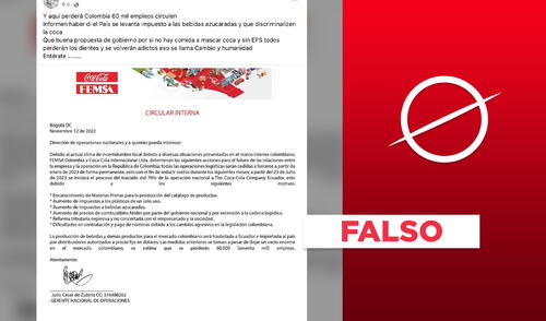 Es falso el supuesto comunicado de Coca-Cola anunciando su “retiro” de Colombia. Foto: composición Verificador