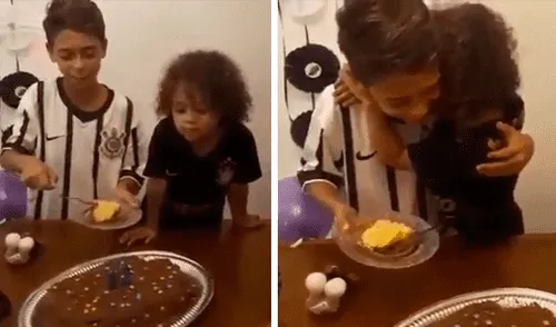 Facebook viral: niño tiene conmovedora reacción cuando su hermano le entrega el primer pedazo de torta [VIDEO]