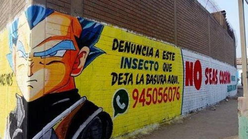 Dragon Ball Z: mural busca concientizar a vecinos de Los Olivos a no tirar basura