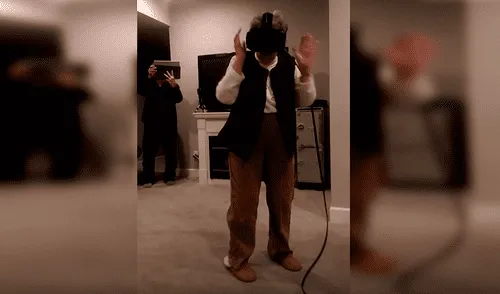 Facebook viral: piden a su abuela que se coloque casco de realidad virtual y resultado hace reír [VIDEO]
