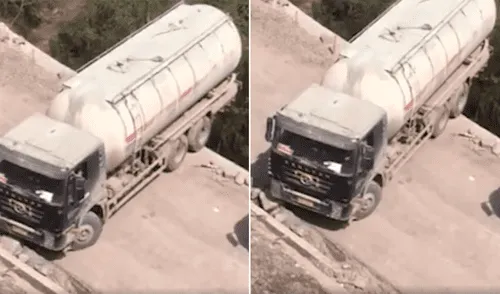 Vía Facebook: Temeraria maniobra de conductor lo salva de caer a un abismo [VIDEO]