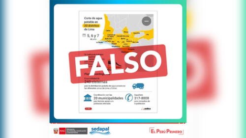 Infografía falsa. Créditos: Sedapal.