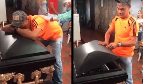 Facebook viral: Creyeron que lloraba sobre ataúd, pero cuando lo abrió se llevaron una sorpresa