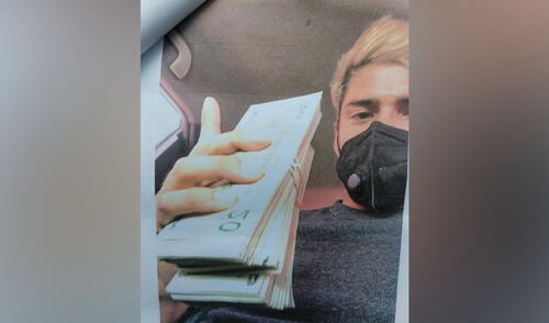 Joven detenido con el fajo de billetes. Foto: Joel Robles / URPI-GLR