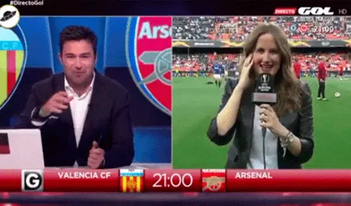 YouTube viral: Fulminante pelotazo le cae a reportera en plena transmisión en vivo de la Europa League [VIDEO]