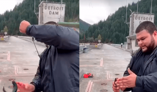 YouTube viral: joven le da cachetada a pescado para que se "tranquilice" [VIDEO]