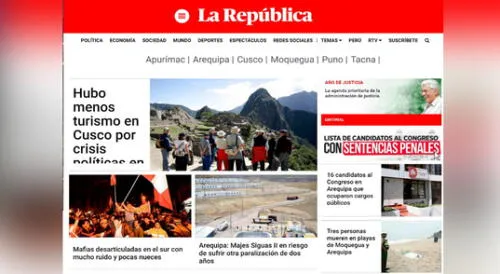 Portada digital de La República.