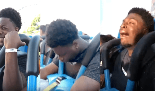 YouTube: ‘fortachón’ sube a montaña rusa y su reacción se volvió viral en Internet [VIDEO] 