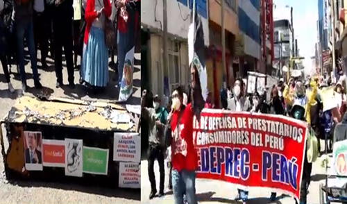 Prestamistas de Puno protestaron contra el Ejecutivo y la ministra de Economía.