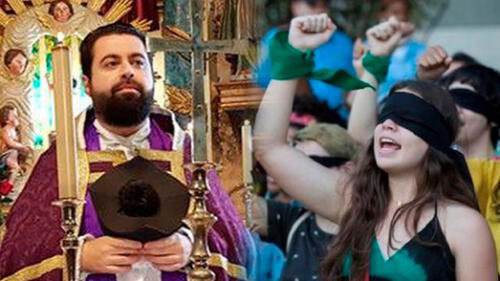 El polémico tuit del párroco tuvo que ser eliminado de su red social. Foto: composición