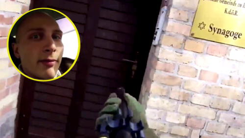 El atacante neonazi se filmó durante el asalto | Infobae / Composición El atacante neonazi se filmó durante el asalto | Infobae / Composición
