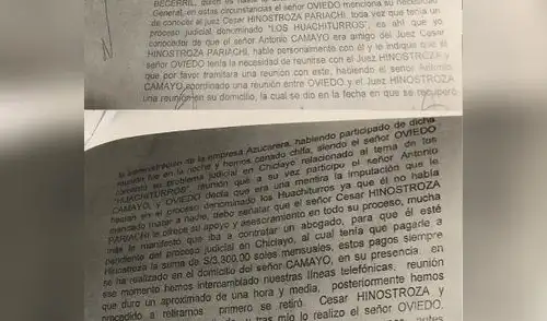 Camayo se contradice en declaraciones sobre Oviedo e Hinostroza