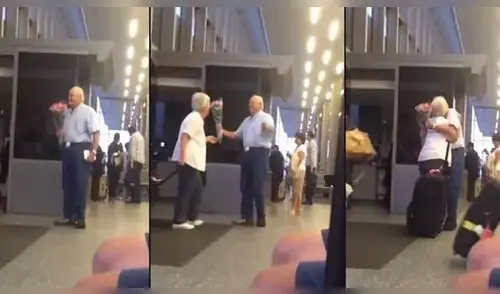 Facebook: Anciano espera al amor de vida en aeropuerto [VIDEO]