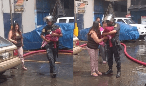 Cercado de Lima: Rescatan a bebé atrapada en incendio en av. Abancay