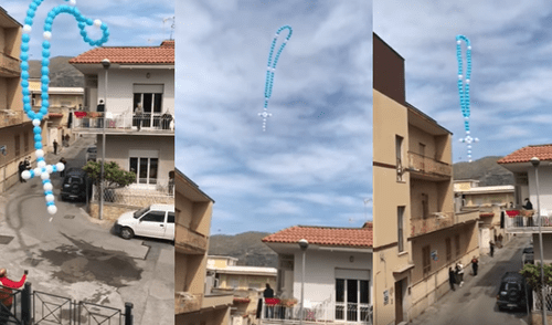 En medio de la conmoción que ha causado el brote de coronavirus en el mundo, los argentinos que no pueden volver a su país, decidieron elevar una plegaria para que sus compatriotas acaten la cuarentena. (Foto: composición) Argentinos varados en Italia elevan rosario de globos al cielo en plegaria por la pandemia