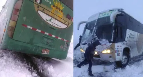 Buses quedan varados por nieve en el cruce Ares - Arcata en Arequipa [FOTOS]