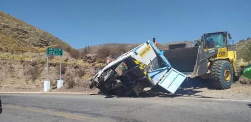 Camión se despistó en plena carretera en Puno