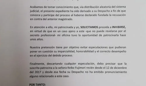 Abogada de Keiko Fujimori pide a jueza Elizabeth Arias inhibirse de su caso Abogada de Keiko Fujimori pide a jueza Elizabeth Arias inhibirse de su caso