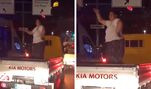 Facebook: señora realiza espectáculo en pleno tráfico, pero sufre terrible accidente [VIDEO] 