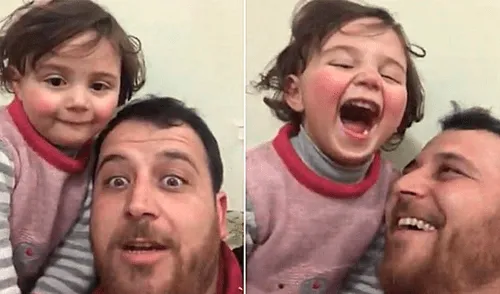 Padre sirio engaña a su hija que los bombardeos son un juego para que no se asuste [VIDEO]