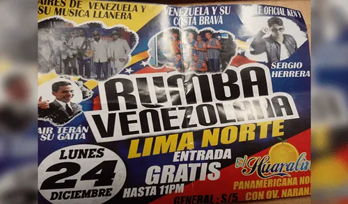 Vía Facebook: conoce dónde será la "rumba venezolana" en Lima que se realizará por Navidad [FOTOS]