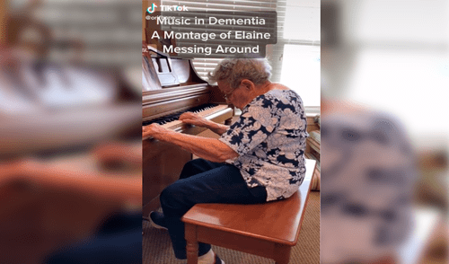 Desliza las imágenes para conocer a Elaine Lebar, la longeva mujer que no olvida tocar el piano pese a tener Alzheimer. Foto: TikTok Mujer de 92 años con alzhéimer sorprende al tocar melodía en piano