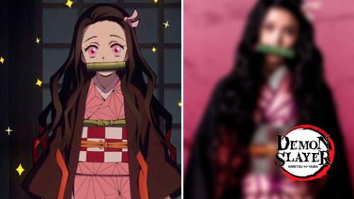 La nueva apariencia de Nezuko en el live-action de Kimetsu no Yaiba. Créditos: Composición Kimetsu no Yaiba