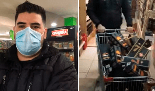 hombre gana minuto feliz y llena carrito de compras con solo licor redes sociales chile