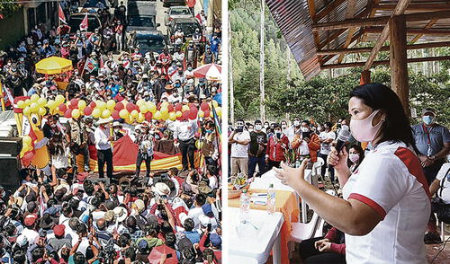 Castillo tuvo un multitudinario recibimiento en Áncash. Por su parte, Fujimori intenta persuadir a la población de que su rival de izquierda representa un abismo al comunismo. Foto: composición Segunda vuelta: Pedro Castillo y Keiko Fujimori