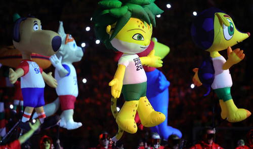 Escena de la ceremonia inaugural previa al partido del grupo A de la Copa Mundial de la FIFA 2022 entre Qatar y Ecuador en el estadio Al Bayt. Foto: Friedemann Vogel Inauguración del Mundial Qatar 2022.