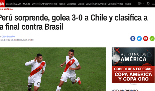 Así reaccionaron los medios internacionales tras la goleada de Perú a la selección chilena