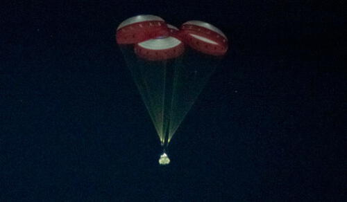 La CST-Starliner de la compañía Boeing aterrizó este domingo en EE. UU. tras su misión de prueba fallida. Foto: NASA.