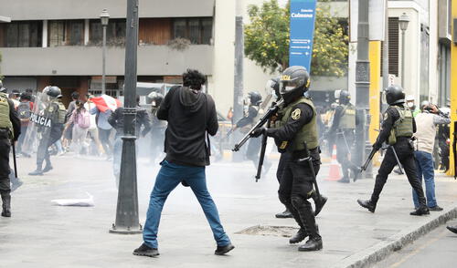 Uno de los afectados contó que el impacto de la munición le generó el desprendimiento de la retina. Foto: Antonio Melgarejo / La República protesta