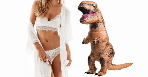 ¿Qué pasa si combinas lencería, poses ‘sexys’ y un disfraz de dinosaurio?