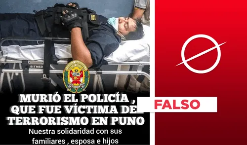 Es falso que la foto donde aparece un policía en camilla corresponda a las protestas en Puno, Perú. Foto: Verificador